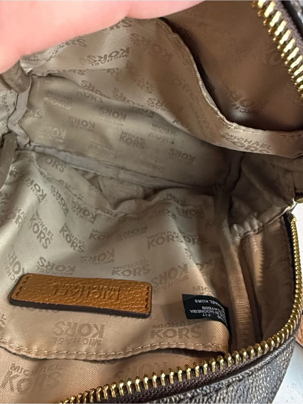 Michael Kors Black and Brown Studded Mini Backpack